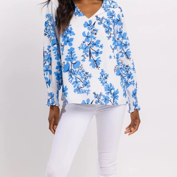 Sail to Sable STS Women’s Blouse | Blue Floral Print | Size M - Picture 7 of 8